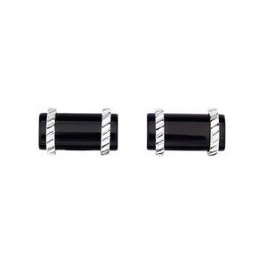 Sterling Silver and Black Onyx Cylinder Cufflinks